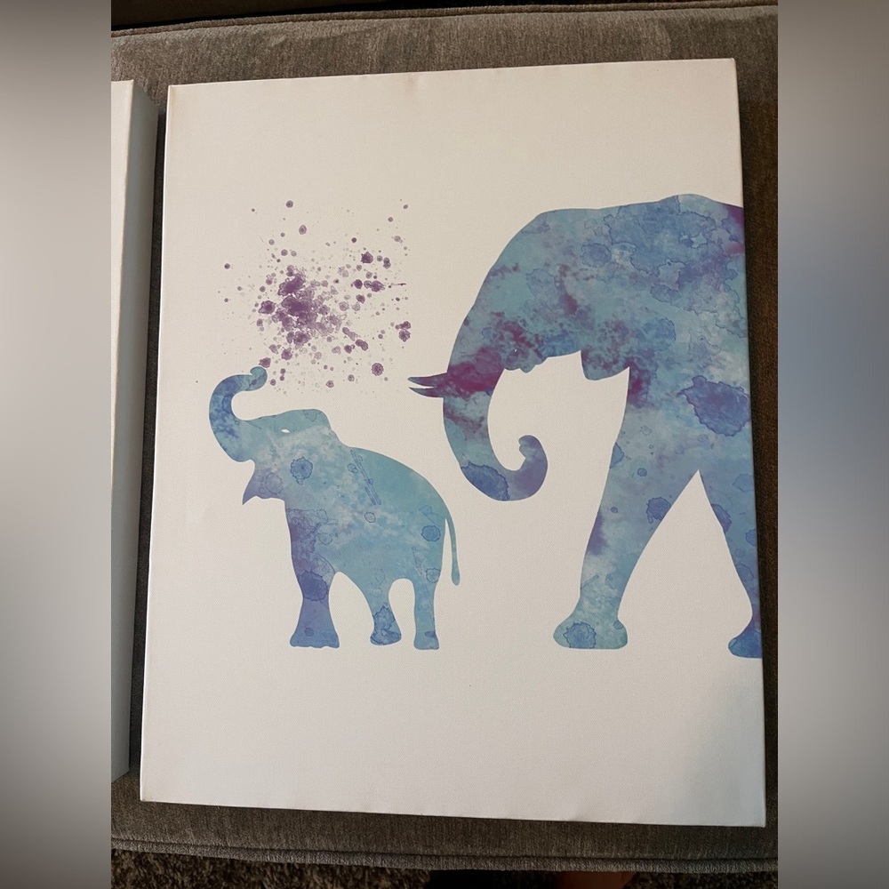 3 Piece Canvas set of 3 Elephants and babies - 16 x 20 x 1.5 - Picture 2 of 6